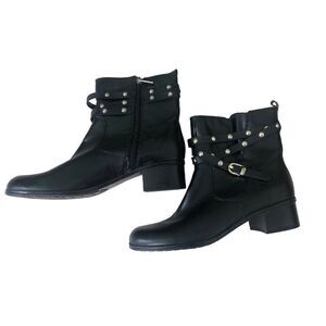Bandolino Ankle Boots Womens Cameria Booties Black Leather Motorcycle 9.5M